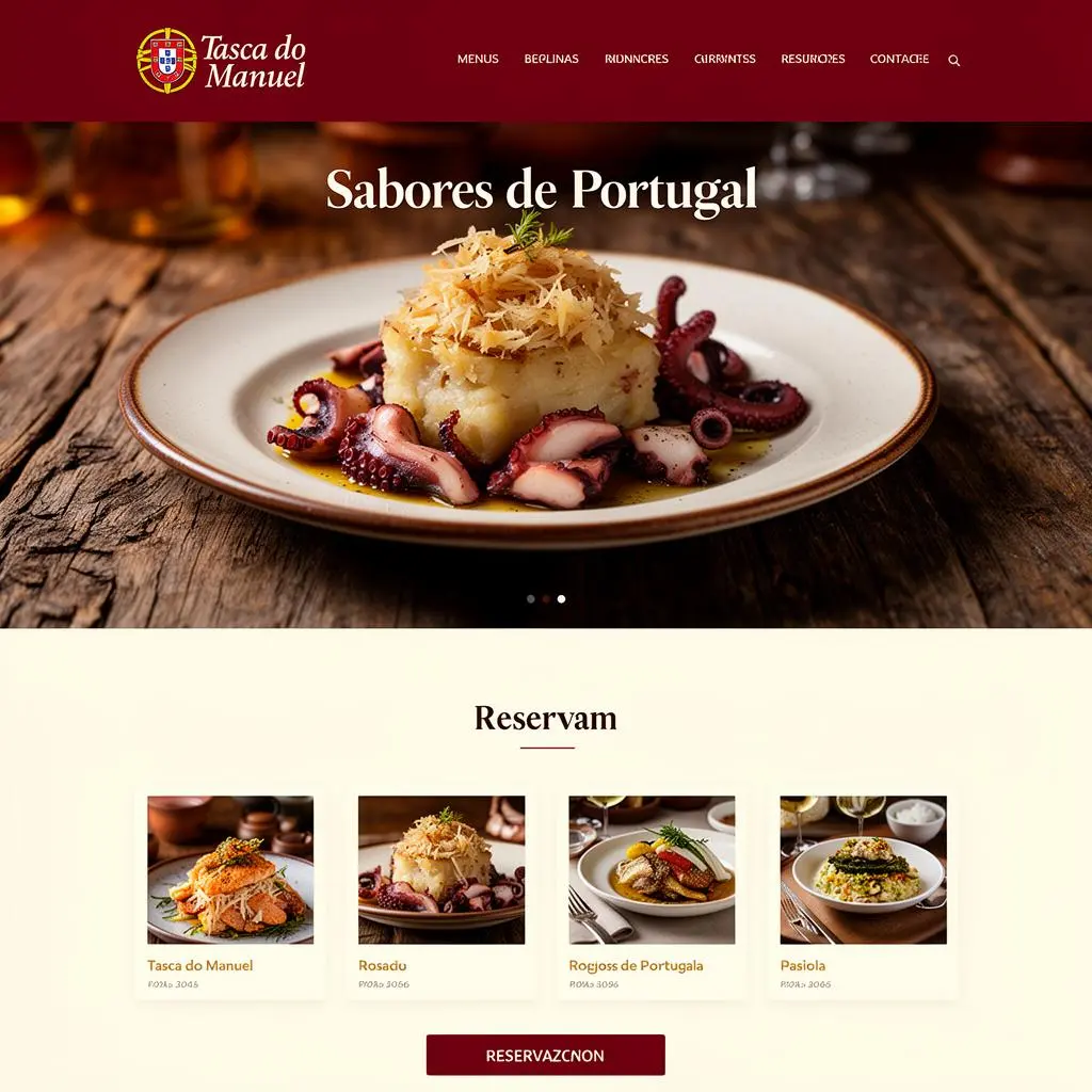 Demonstração do site para Tasca do Manuel